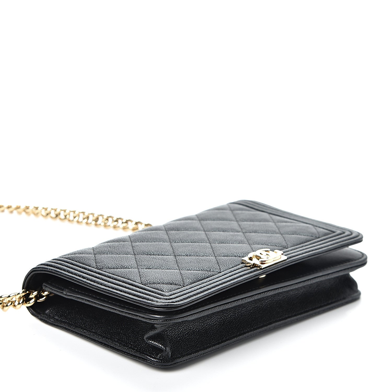 Chanel Caviar Quilted Boy Wallet On Chain WOC Black 3 of 11