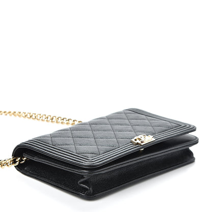 Chanel Caviar Quilted Boy Wallet On Chain WOC Black 3 of 11