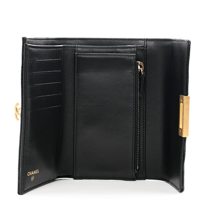 Chanel Lizard Small Golden Class Flap Wallet Black 5 of 8