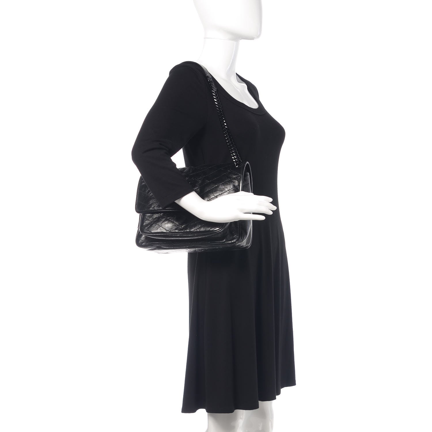 Saint Laurent Crinkled Calfskin Matelasse Monogram Medium Niki Chain Satchel Black 2 of 11