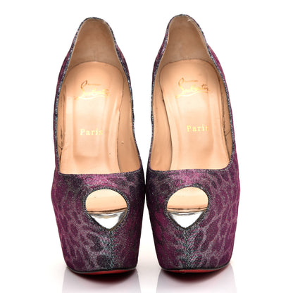 Christian Louboutin Lame Leopard Highness 160 Pumps 39.5 Turquoise Violet 2 of 7