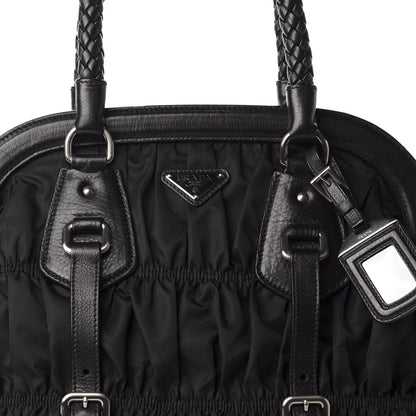 Prada Tessuto Nylon Nappa Braided Gaufre Frame Tote Black 12 of 12