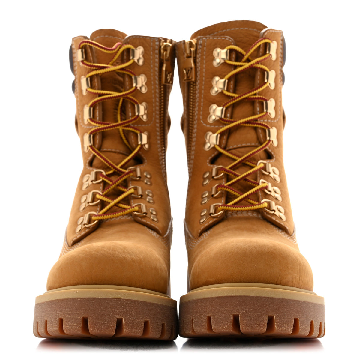 X TIMBERLAND Grained Calfskin Monogram Mens Ranger Boots 8.5 Wheat
