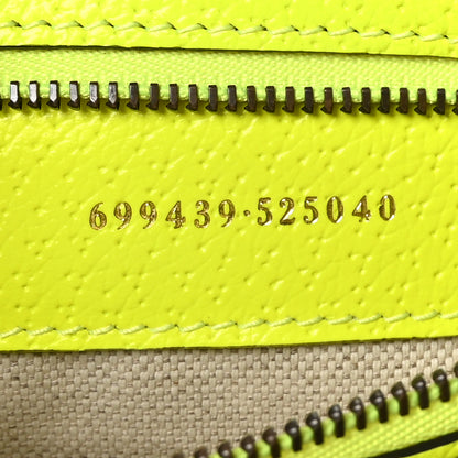 Gucci GG Supreme Monogram Textured Dollar Calfskin Web Ophidia Wristlet Shoulder Bag Beige Ebony Fluo Yellow 7 of 10