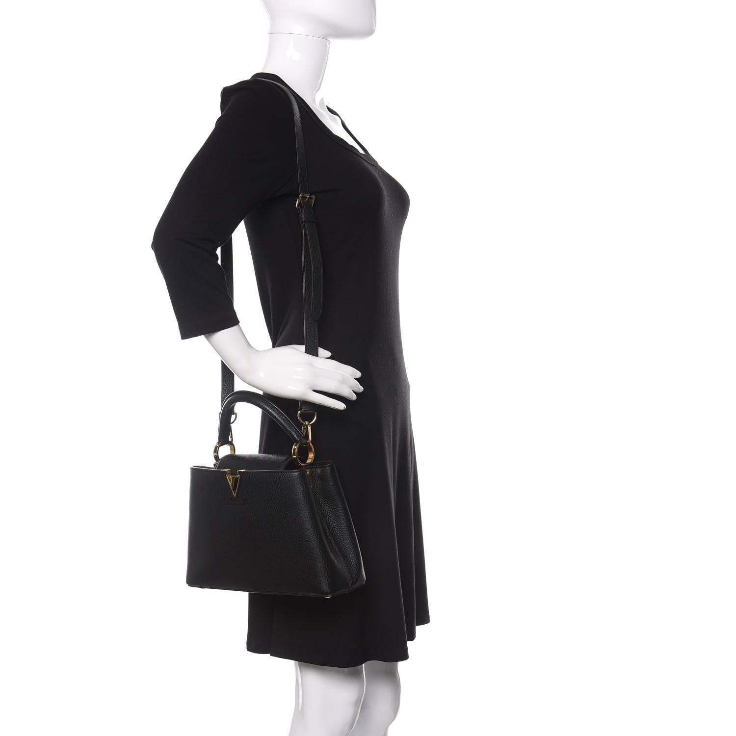 Louis Vuitton Taurillon Capucines BB Black 2 of 8