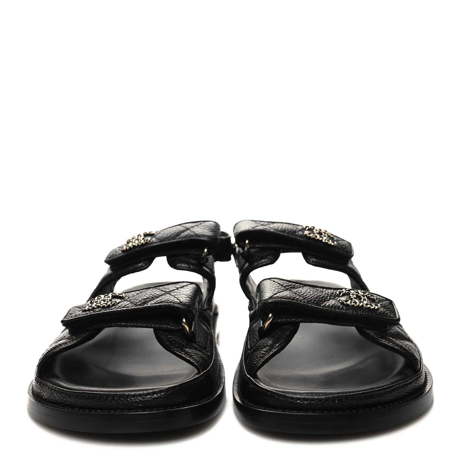 Chanel Grained Calfskin Velcro Dad Sandals 40 Black 2 of 9