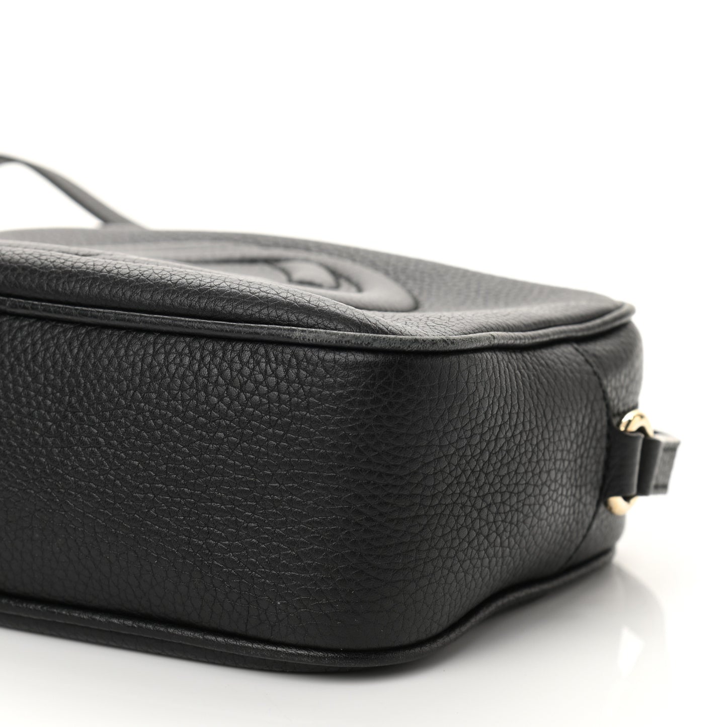 Pebbled Calfskin Small Soho Disco Bag Black