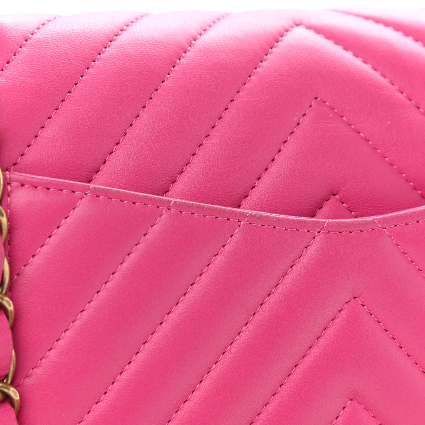 Lambskin Chevron Quilted Medium Double Flap Pink