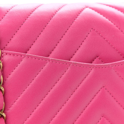 Chanel Lambskin Chevron Quilted Medium Double Flap Pink 10 of 13