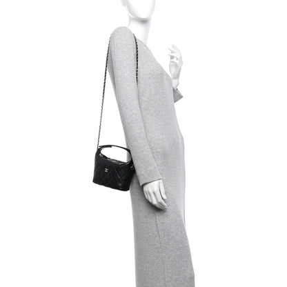 Chanel Caviar Quilted Hobo Clutch With Chain Black 2 of 9