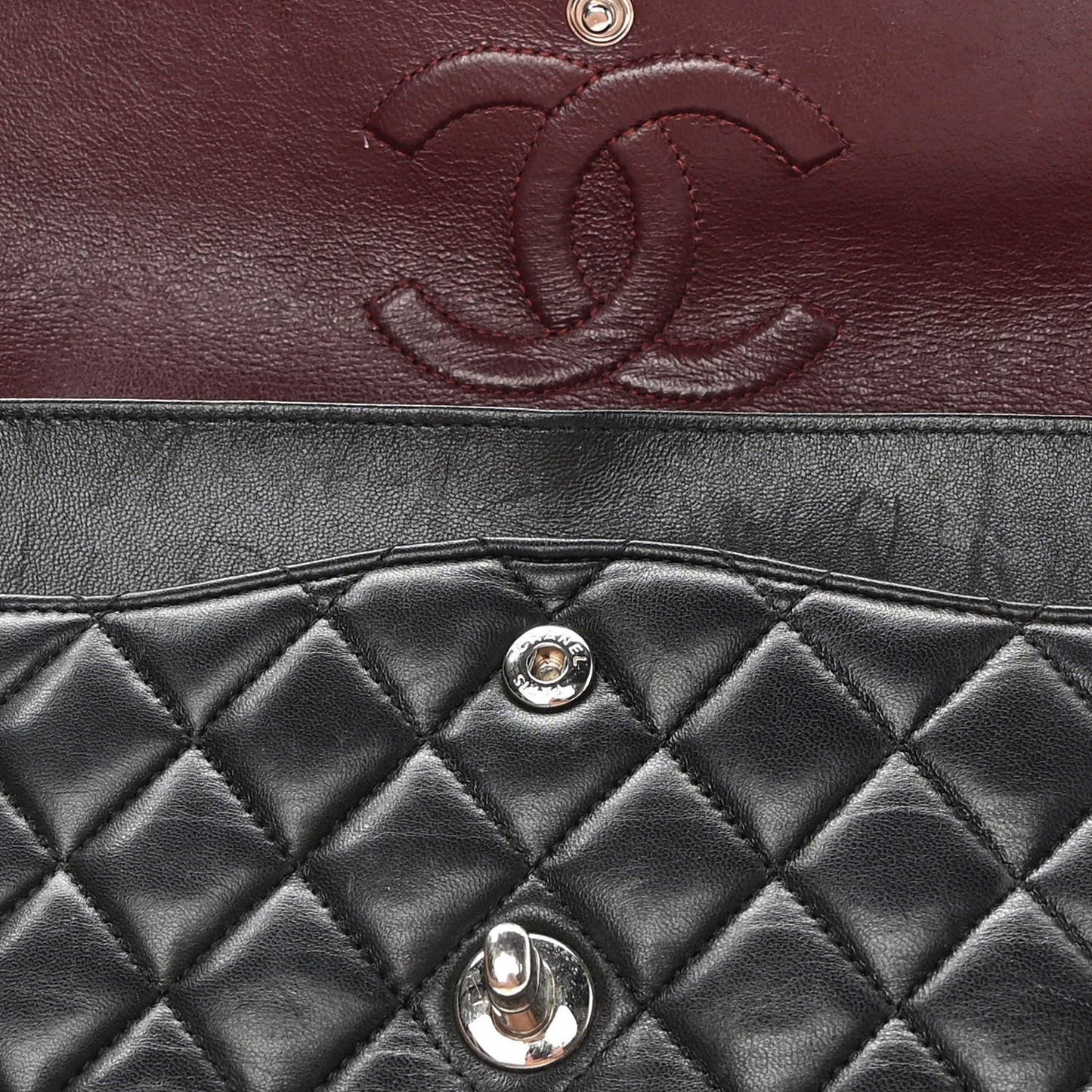 Lambskin Quilted Medium Double Flap Black