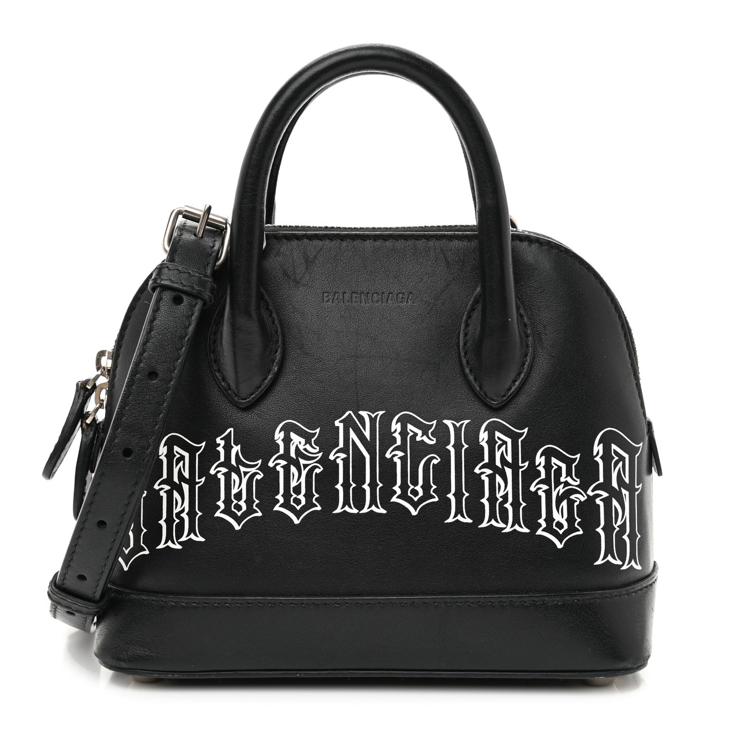 Calfskin Gothic Logo XXS Ville Top Handle Bag Black White