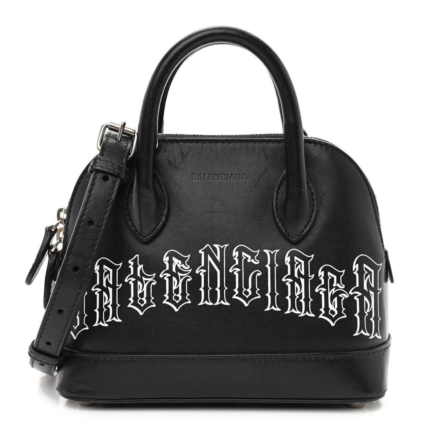 Balenciaga Calfskin Gothic Logo XXS Ville Top Handle Bag Black White 1 of 11