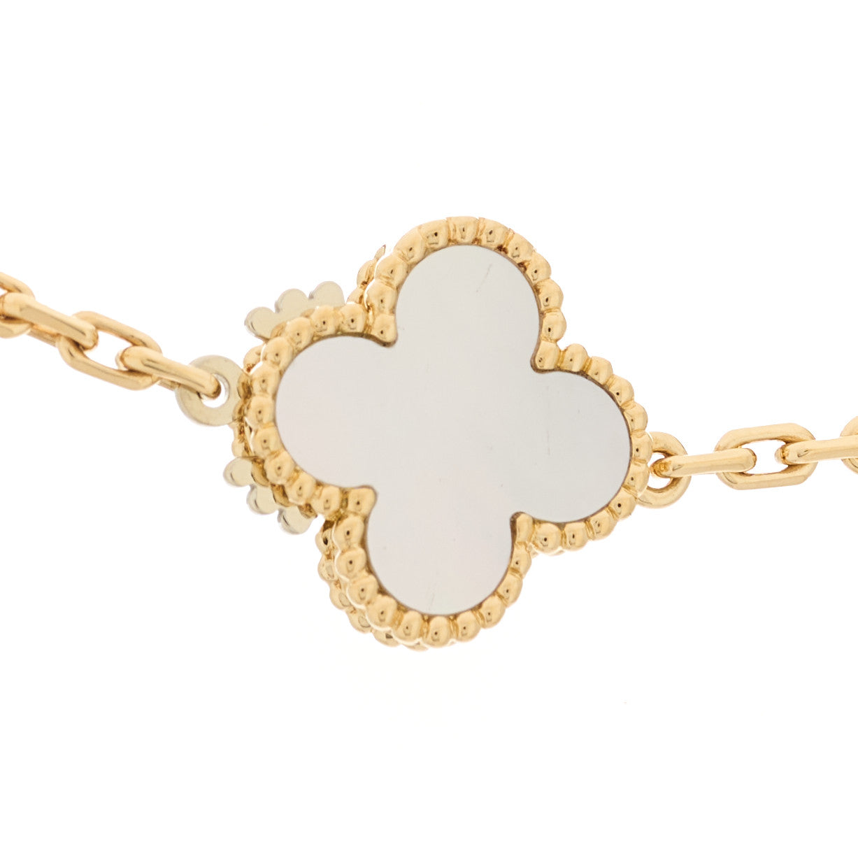 Van Cleef & Arpels 18K Yellow Gold Mother of Pearl Malachite Carnelian Tiger Eye 12 Motif Lucky Alhambra Necklace 6 of 6