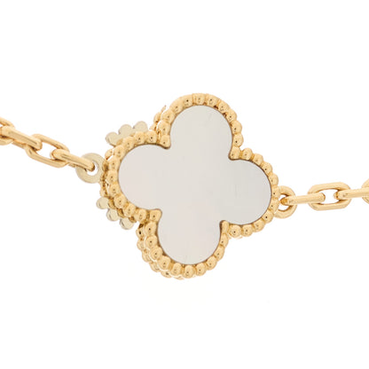 Van Cleef & Arpels 18K Yellow Gold Mother of Pearl Malachite Carnelian Tiger Eye 12 Motif Lucky Alhambra Necklace 6 of 6