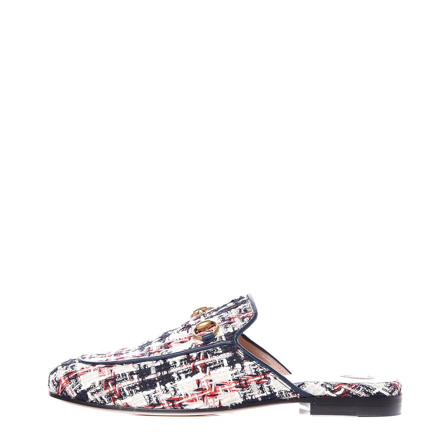 Gucci Tweed Check Womens Princetown Slippers 35.5 Gardenia Ink Blue Agata 1 of 18