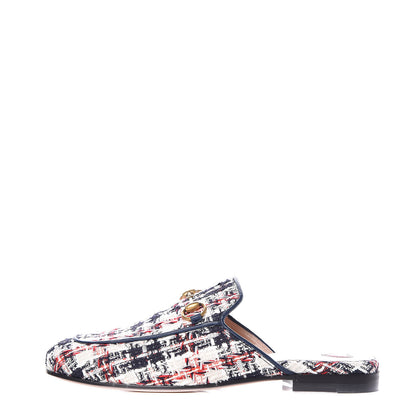 Gucci Tweed Check Womens Princetown Slippers 35.5 Gardenia Ink Blue Agata 1 of 18