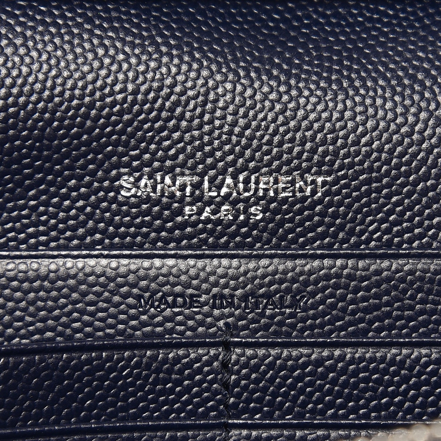 Saint Laurent Grain De Poudre Matelasse Chevron Monogram Chain Wallet Deep Marine 6 of 7