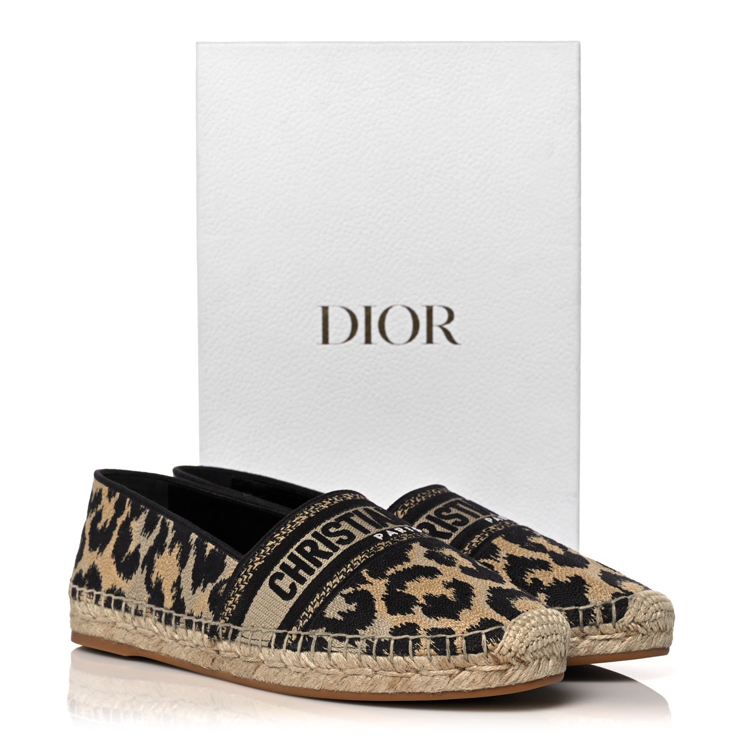 Christian Dior Cotton Embroidered Leopard Print Granville Espadrille 41 Natural 9 of 9