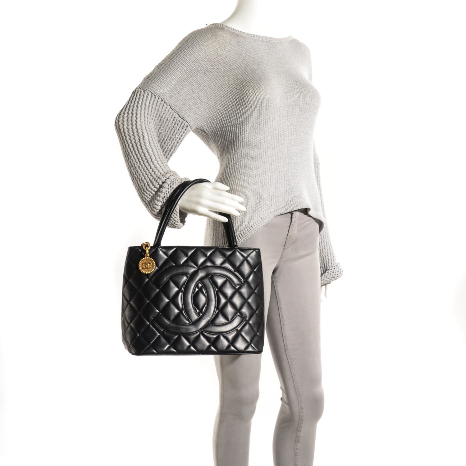 Chanel Lambskin Quilted Medallion Tote Black 2 of 8