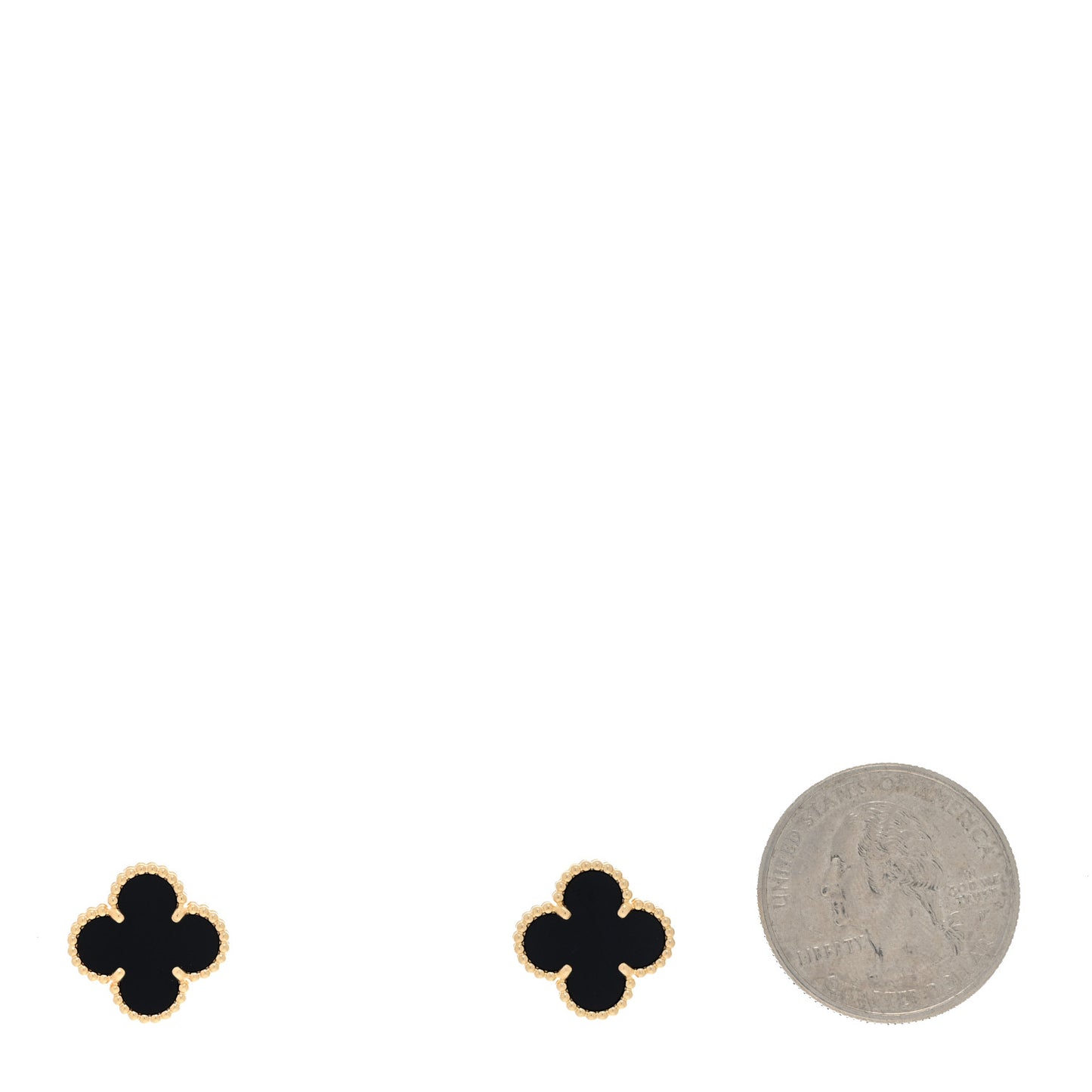 18K Yellow Gold Black Onyx Vintage Alhambra Earrings