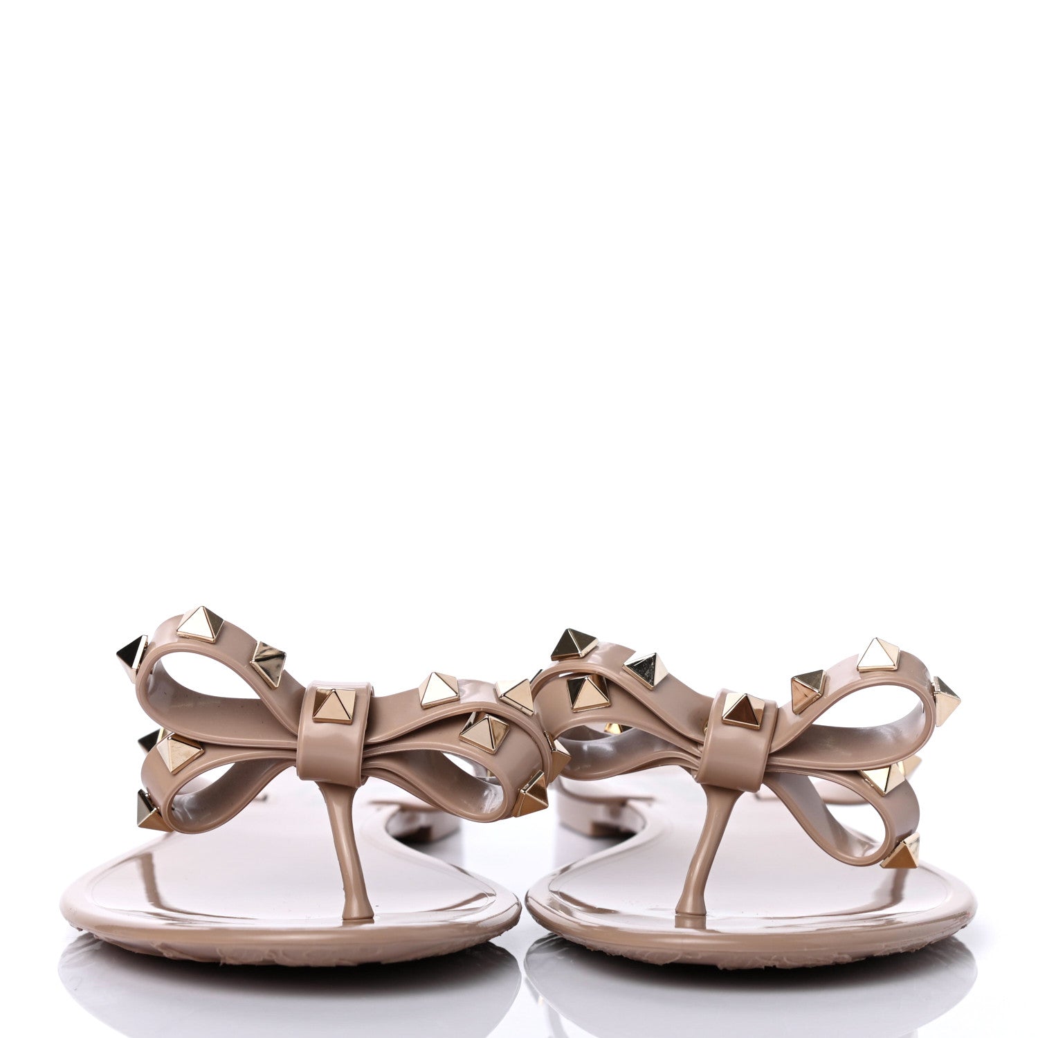 Valentino Garavani PVC Jelly Rockstud Bow Thong Sandals 38 Poudre 2 of 4