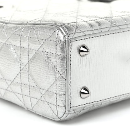 Christian Dior Metallic Grained Calfskin Cannage Small Lucky Badges My Lady Dior Silver 8 of 11