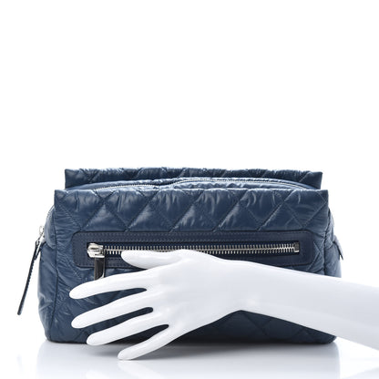 Chanel Nylon Quilted Cocoon Cosmetic Case Dark Blue 2 of 8