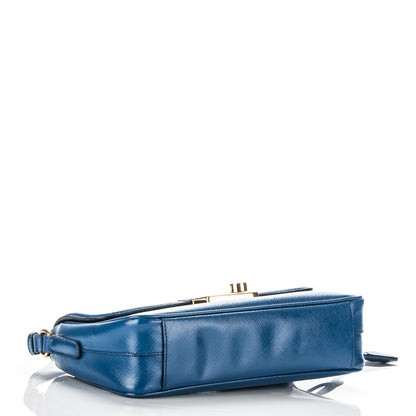 Prada Saffiano Vernice Sound Shoulder Bag Azzurro 4 of 8