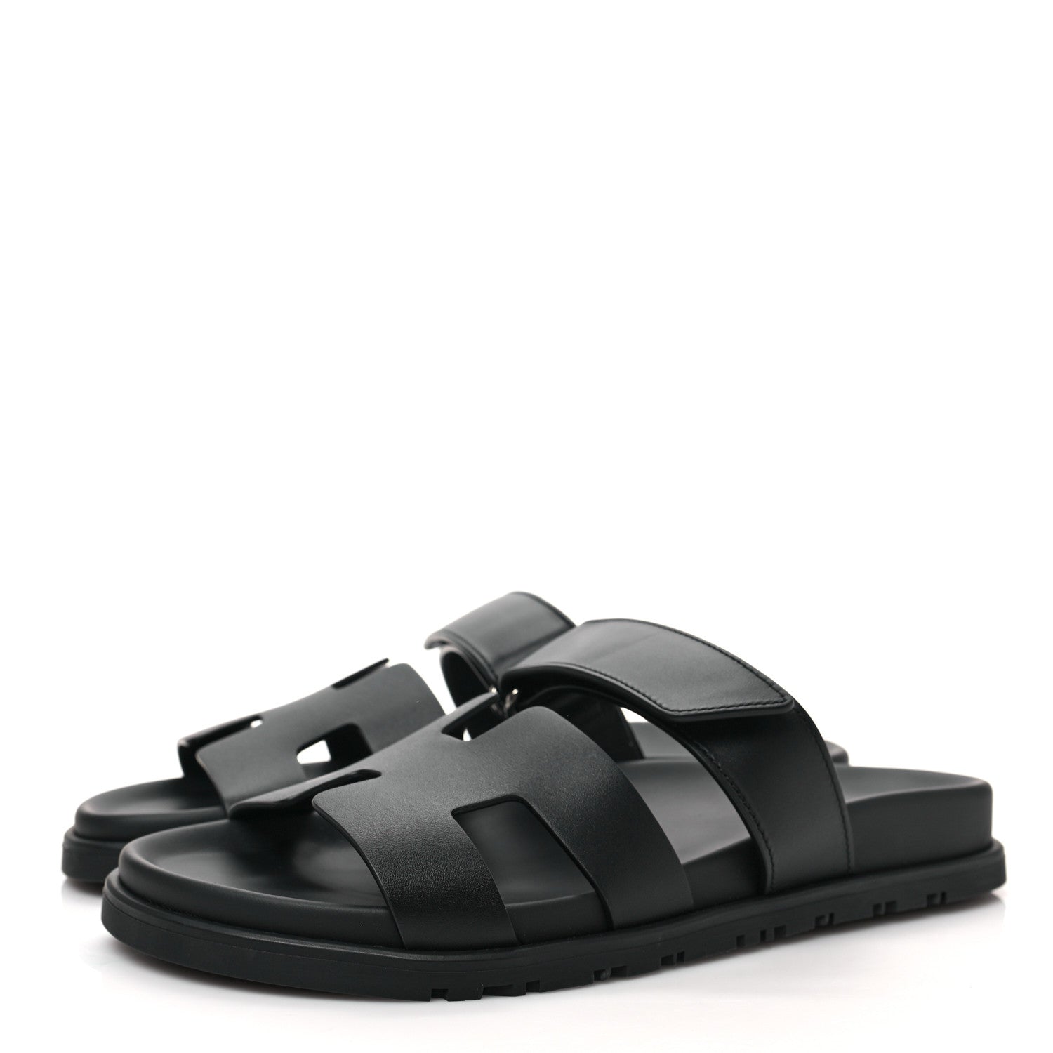 Hermes Calfskin Womens Chypre Sandals 37 Black 3 of 8