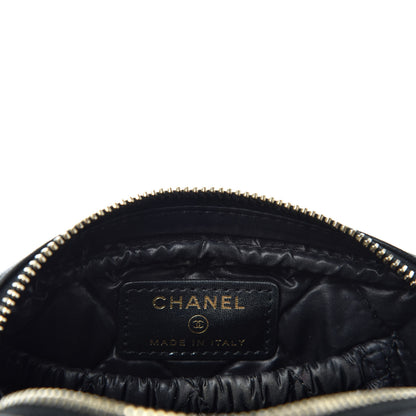 Chanel Lambskin Quilted Small Curvy Pouch Cosmetic Case Black 6 of 7