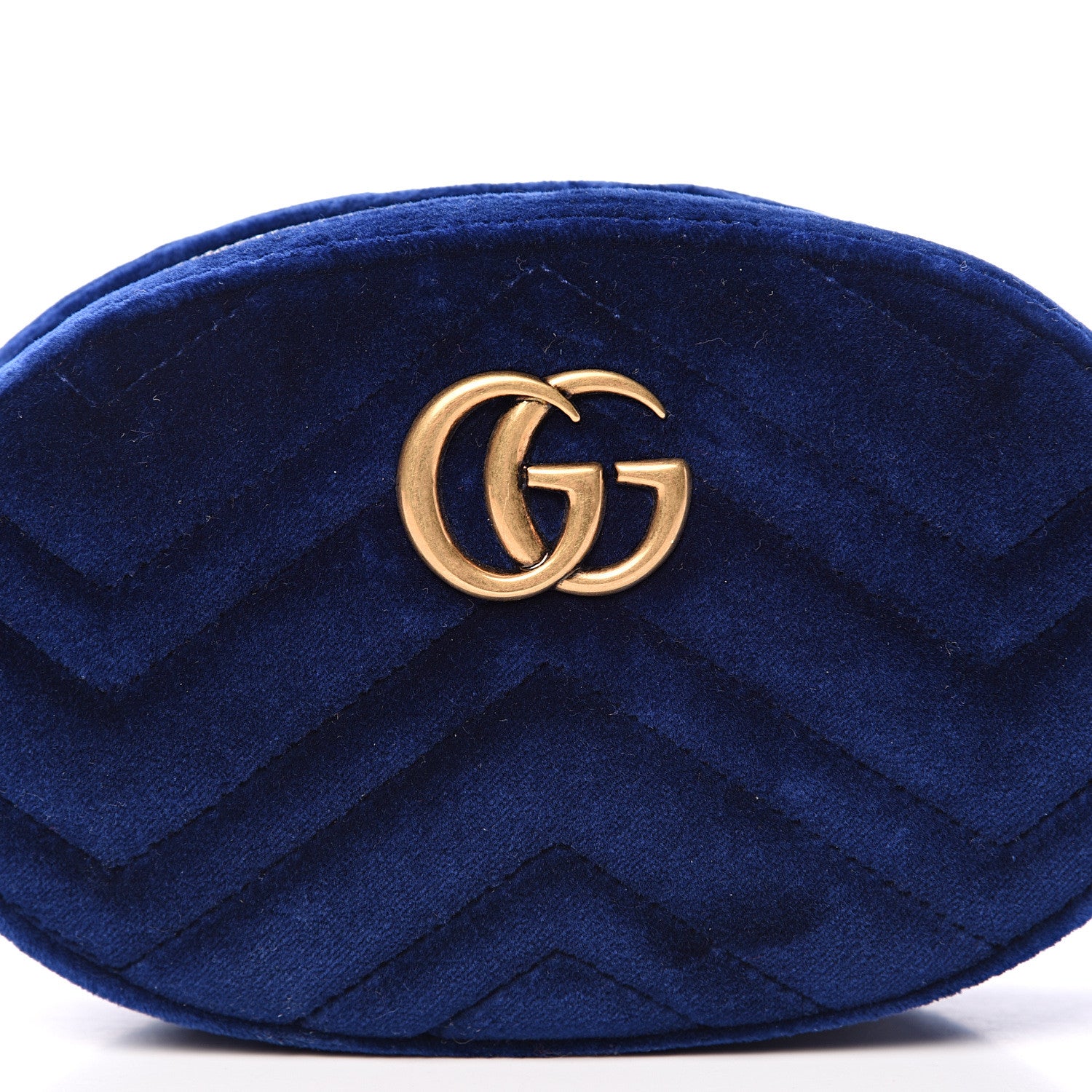 Gucci Velvet Matelasse GG Marmont Belt Bag 85 34 Cobalt Blue 7 of 10