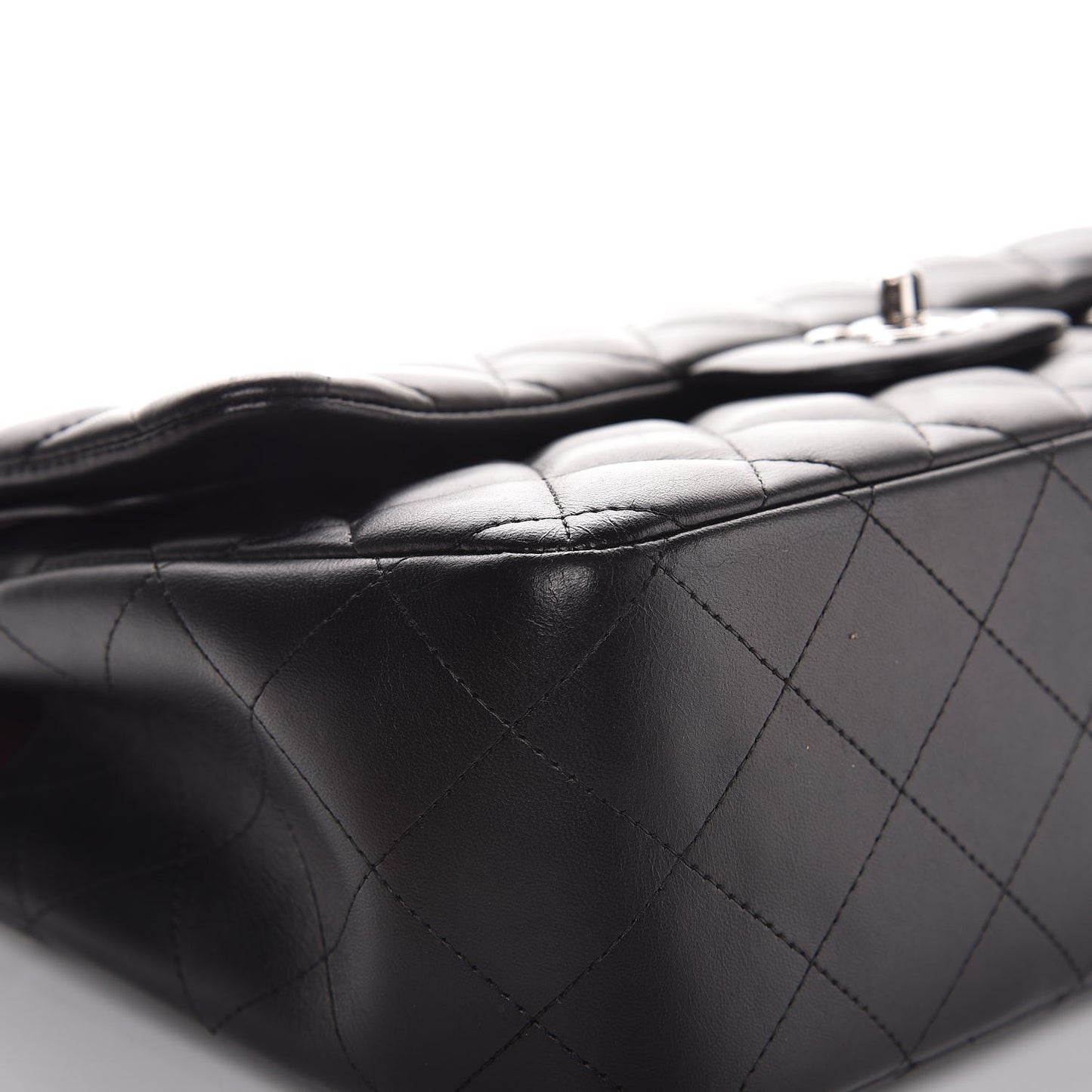 Lambskin Quilted Jumbo Double Flap Black