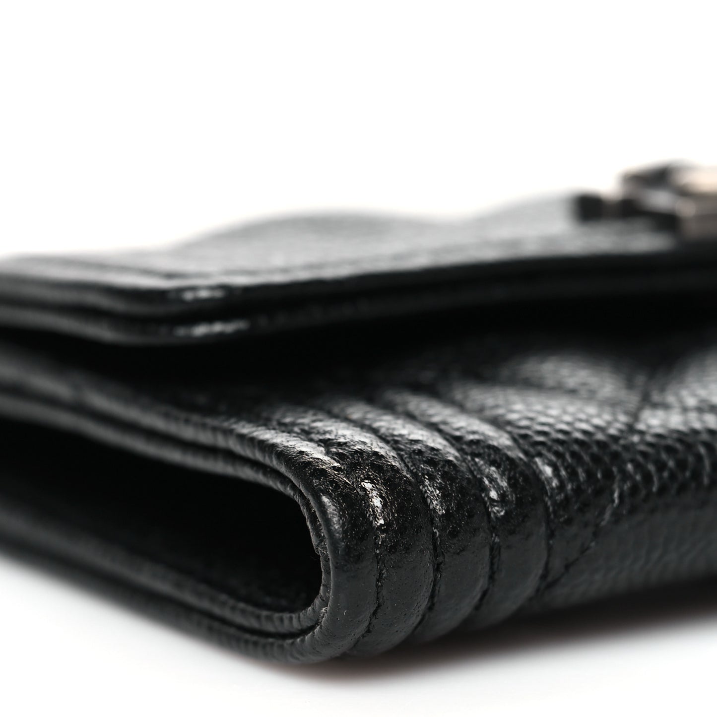 Caviar Quilted Boy Flap Card Holder Black