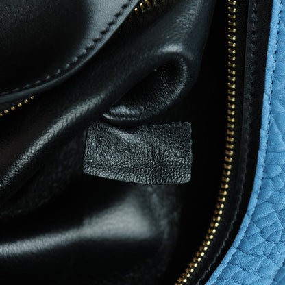 Celine Bullhide Calfskin Grained Nubuck Small Tri-Color Trapeze Medium Blue 7 of 7