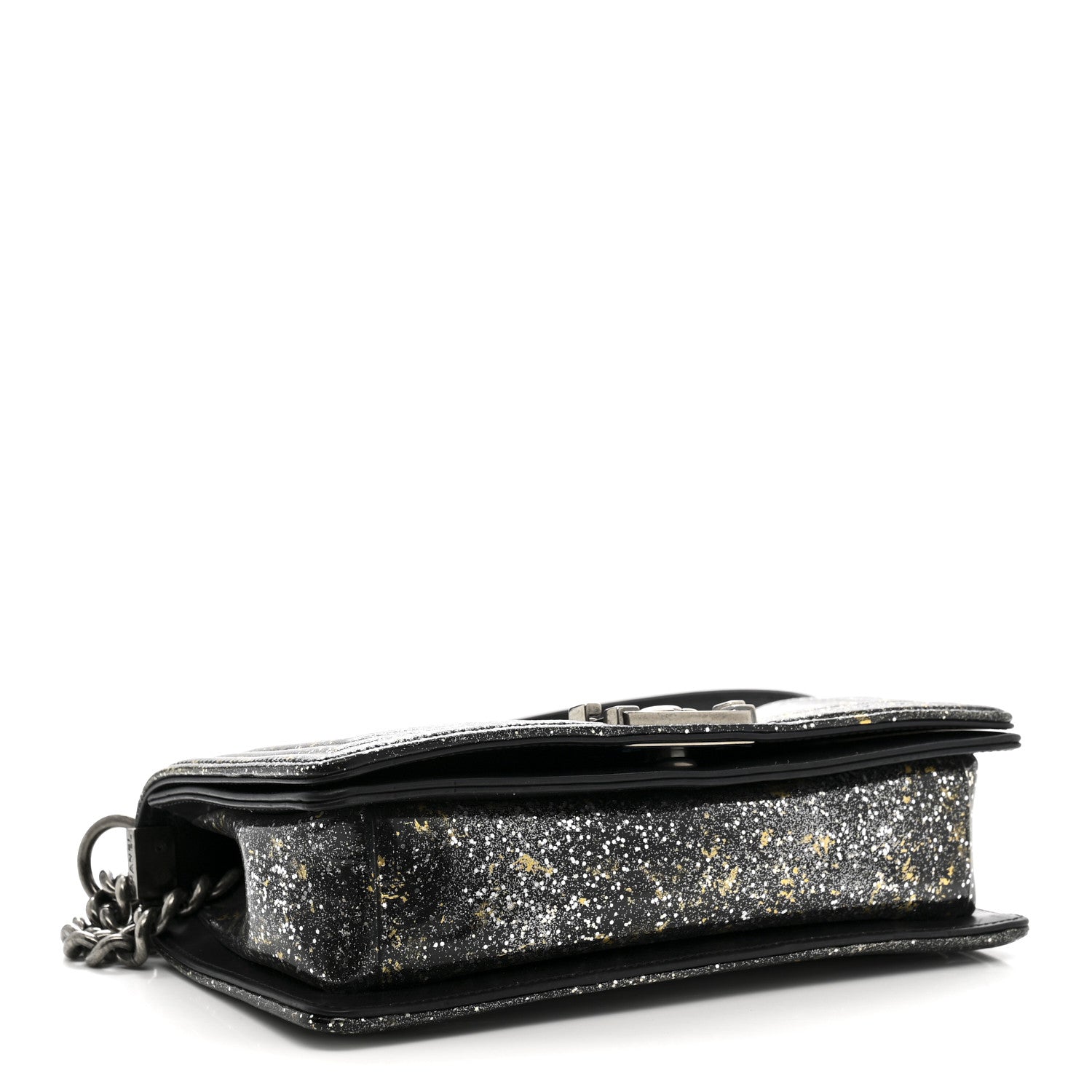 Chanel Glitter Glazed Calfskin Medium Boy Flap Black 4 of 10