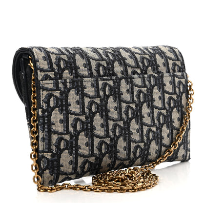 Christian Dior Oblique Saddle Chain Long Wallet Blue 4 of 13