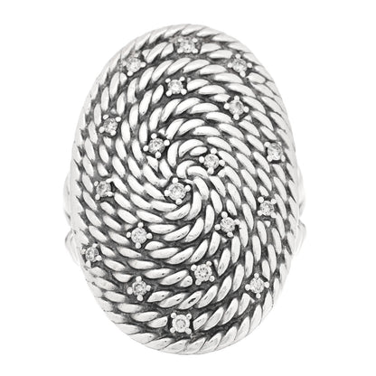 David Yurman Sterling Silver Diamond Cable Coil Ring 60 9 1 of 5