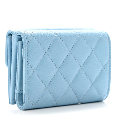 Chanel Caviar Quilted Double Flap Wallet Light Blue 2 of 9