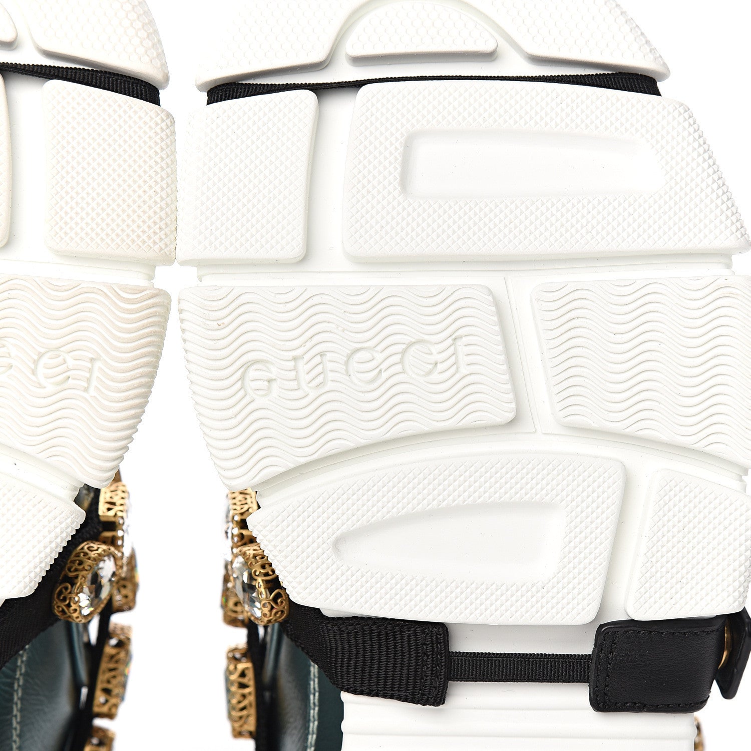 Gucci X SEGA Metallic Calfskin Removable Crystals Womens Flashtrek Sneakers 38 Lago Loess Silver 6 of 9
