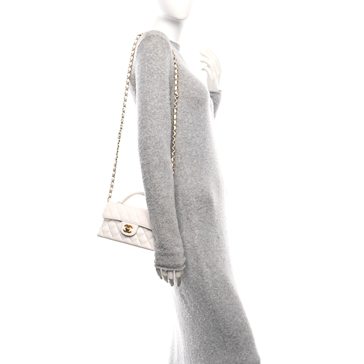 Chanel Lambskin Quilted Mini Flap Top Handle Bag White 2 of 12