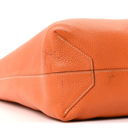 Hermes Taurillon Clemence Double Sens Reversible Tote Orange Gold 14 of 15