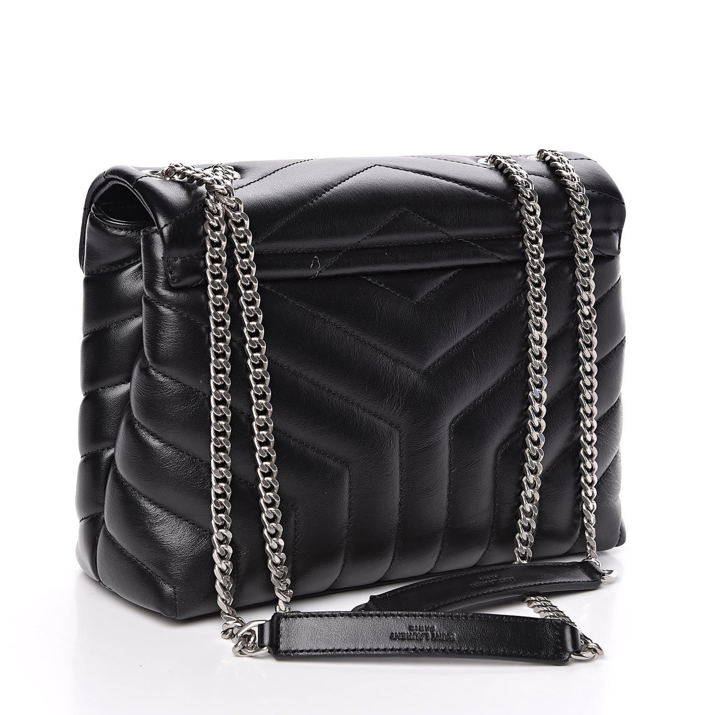 Calfskin Y Quilted Monogram Small Loulou Chain Satchel Black