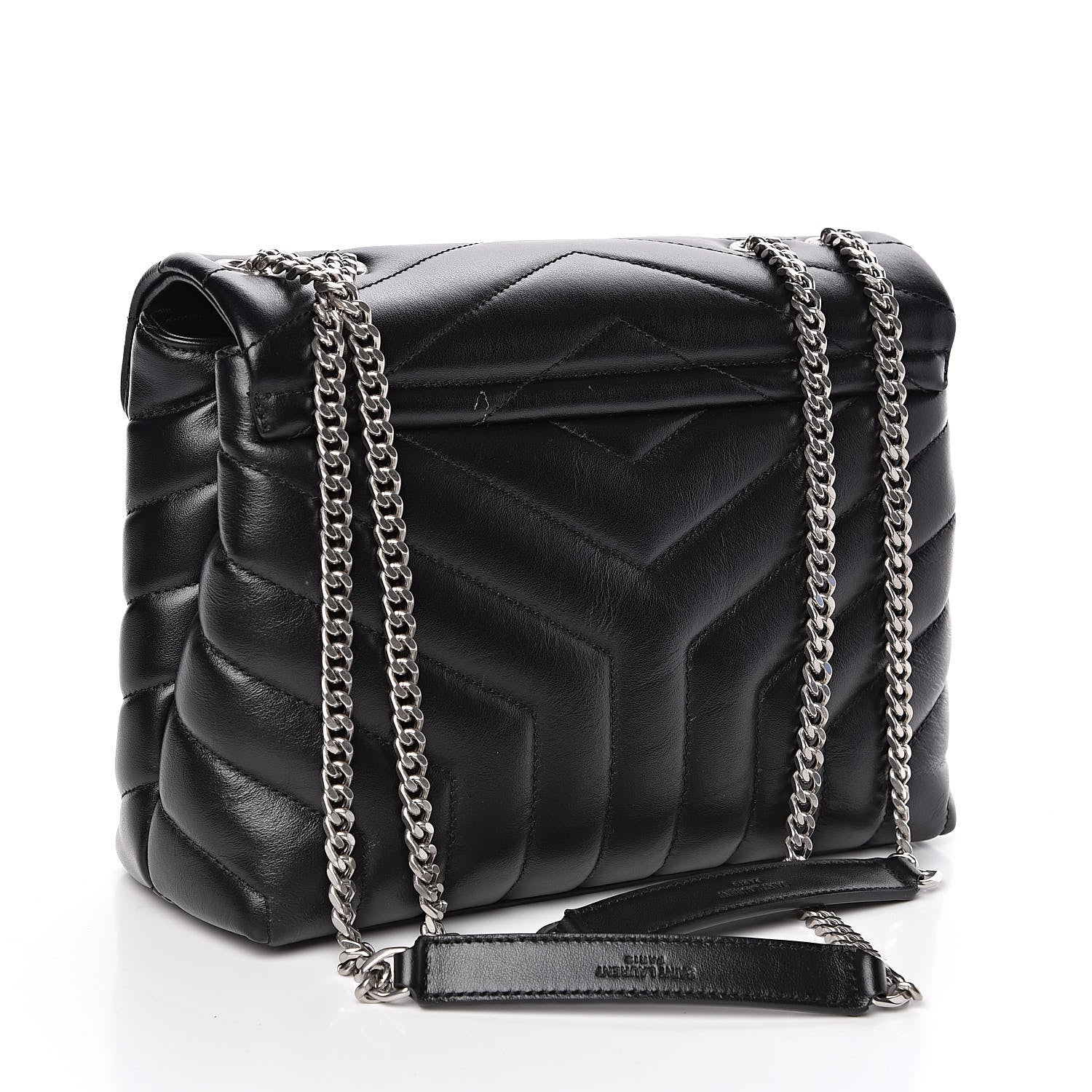 Saint Laurent Calfskin Y Quilted Monogram Small Loulou Chain Satchel Black 3 of 9