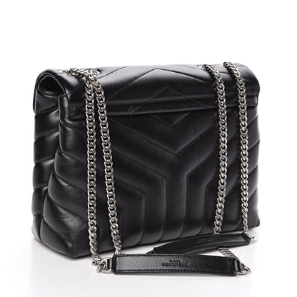 Saint Laurent Calfskin Y Quilted Monogram Small Loulou Chain Satchel Black 3 of 9