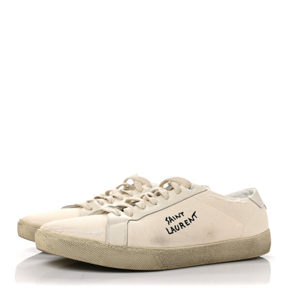 Saint Laurent Distressed Canvas Court Classic Sneakers 41 Panna 3 of 16