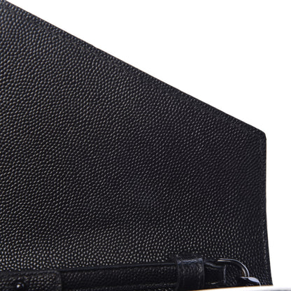 Saint Laurent Grain De Poudre Matelasse Chevron Monogram Chain Wallet Black White 14 of 16