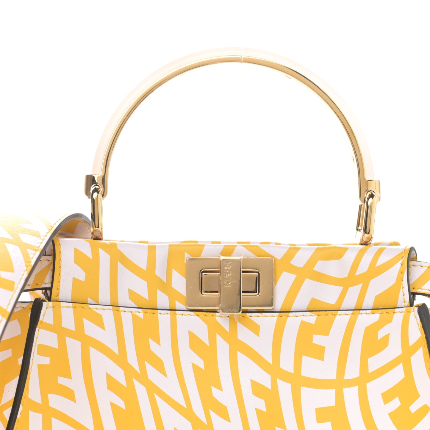 X SARAH COLEMAN Vitello Liberty Shiny Nappa Plexiglass FF Vertigo Mini Peekaboo Iconic Satchel Mimosa White