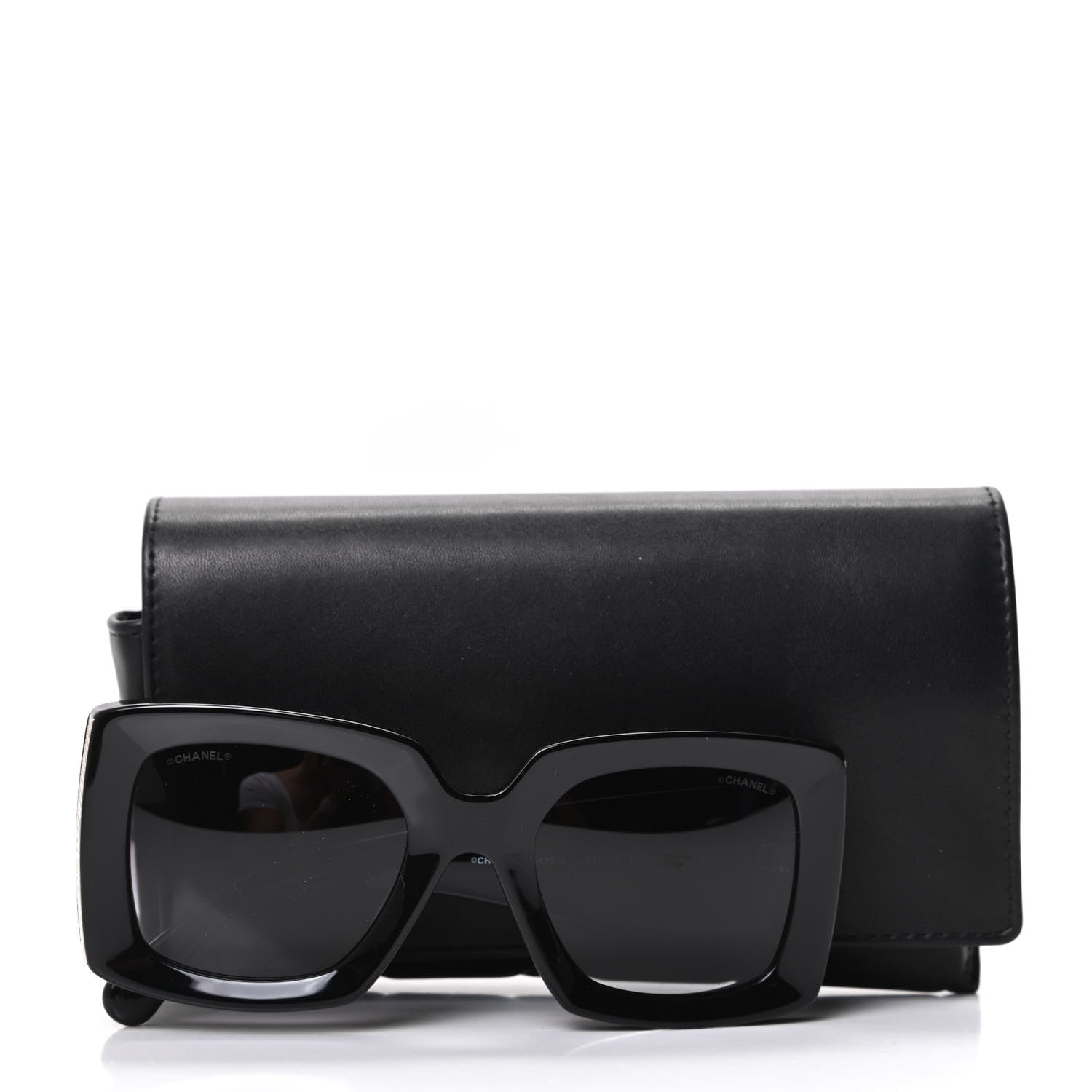Chanel Acetate Rectangle Sunglasses 5435 Black 8 of 8