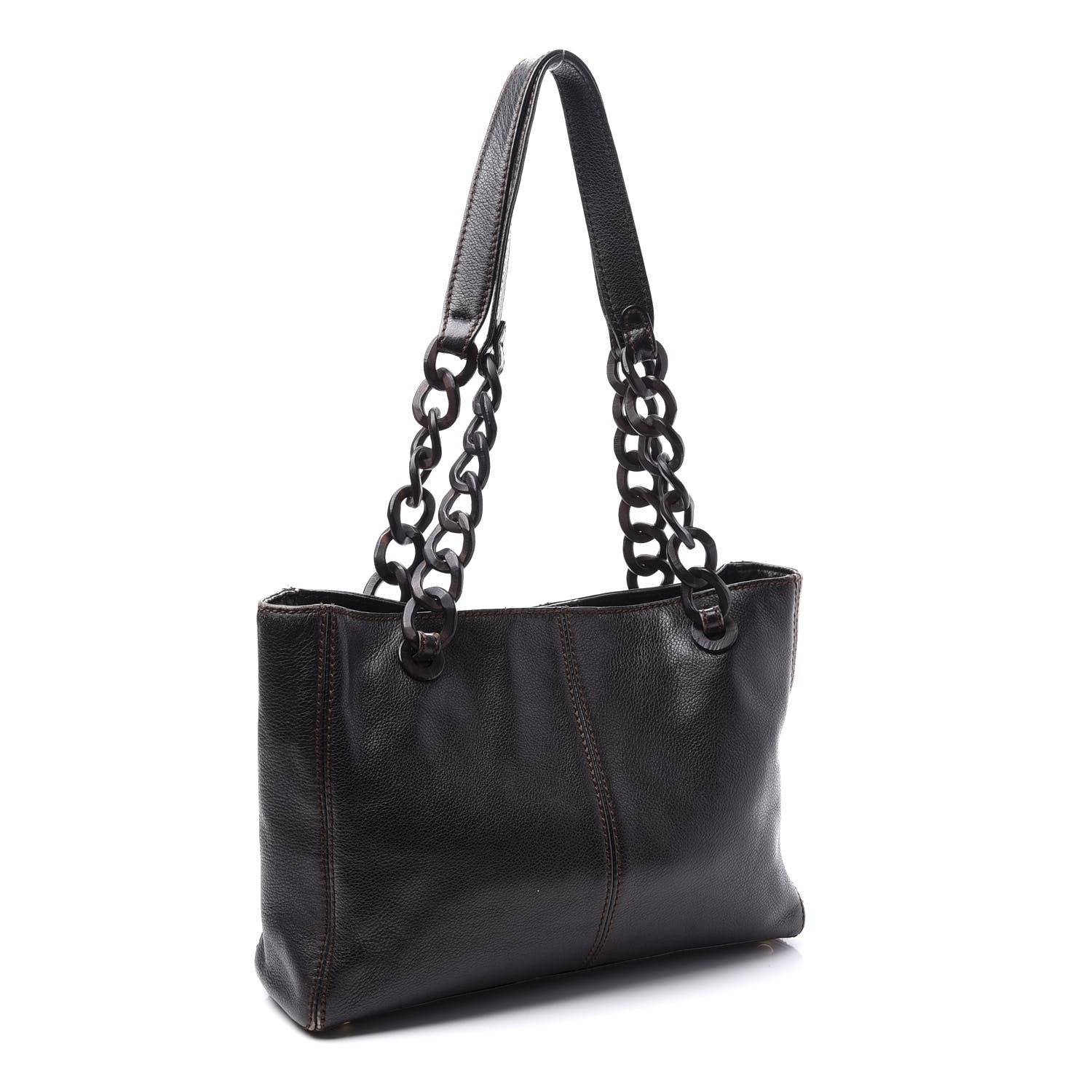 Chanel Calfskin Wood Chain Tote Black 2 of 15